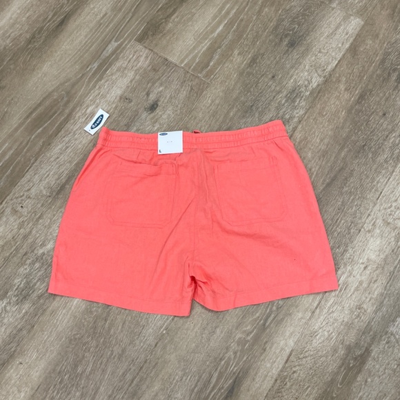 Old Navy linen pull on shorts elastic waist size L NWT Coral - Picture 2 of 4